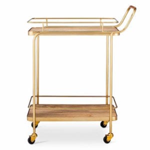 gold leather bar cart from target