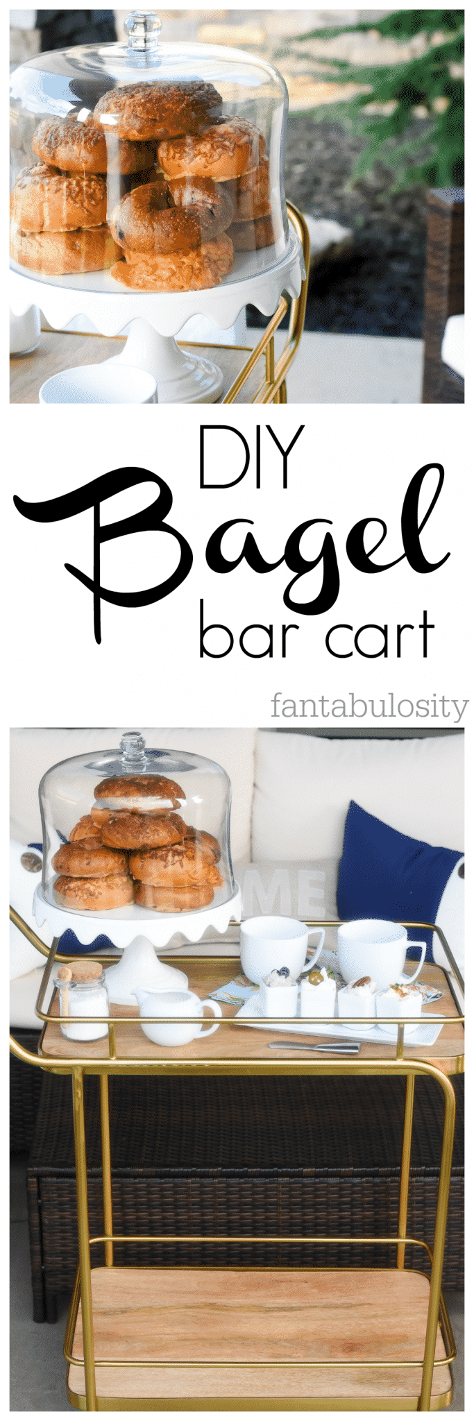 DIY Bagel Bar Cart Ideas. This is perfect for when we have houseguests!