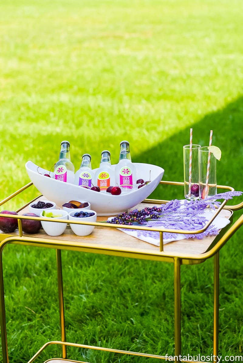 Drink Bar Cart with IZZE drinks. So colorful and pretty! Fantabulosity