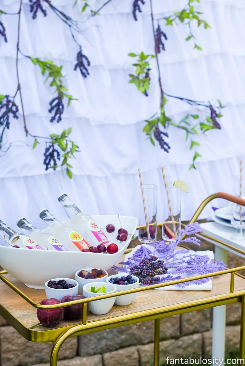 Drink Bar Cart with IZZE drinks. So colorful and pretty! Fantabulosity