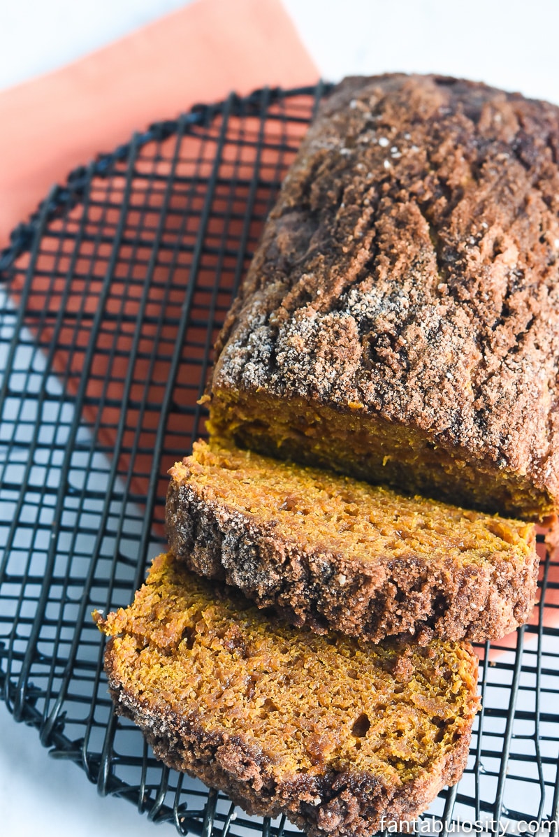 Cream Cheese Toffee Pumpkin Bread - Made with Coconut Oil