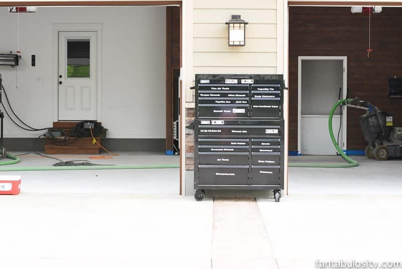 Garage flooring, and garage floor paint ideas! Love how this garage has built in closets for garage organization. 