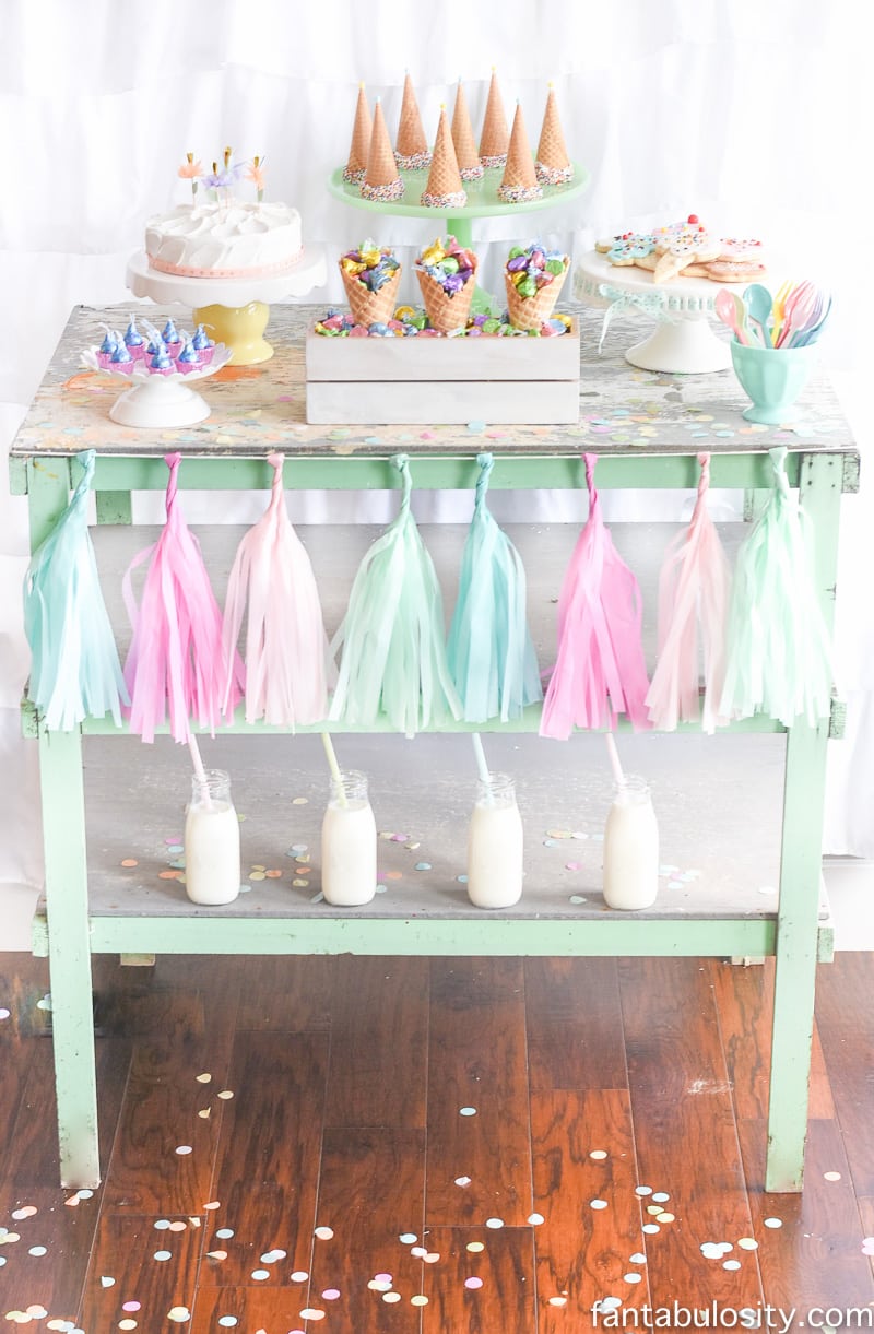 Ice Cream Party Ideas: Pastel Colors, ice cream cookies, cones with sprinkles, 