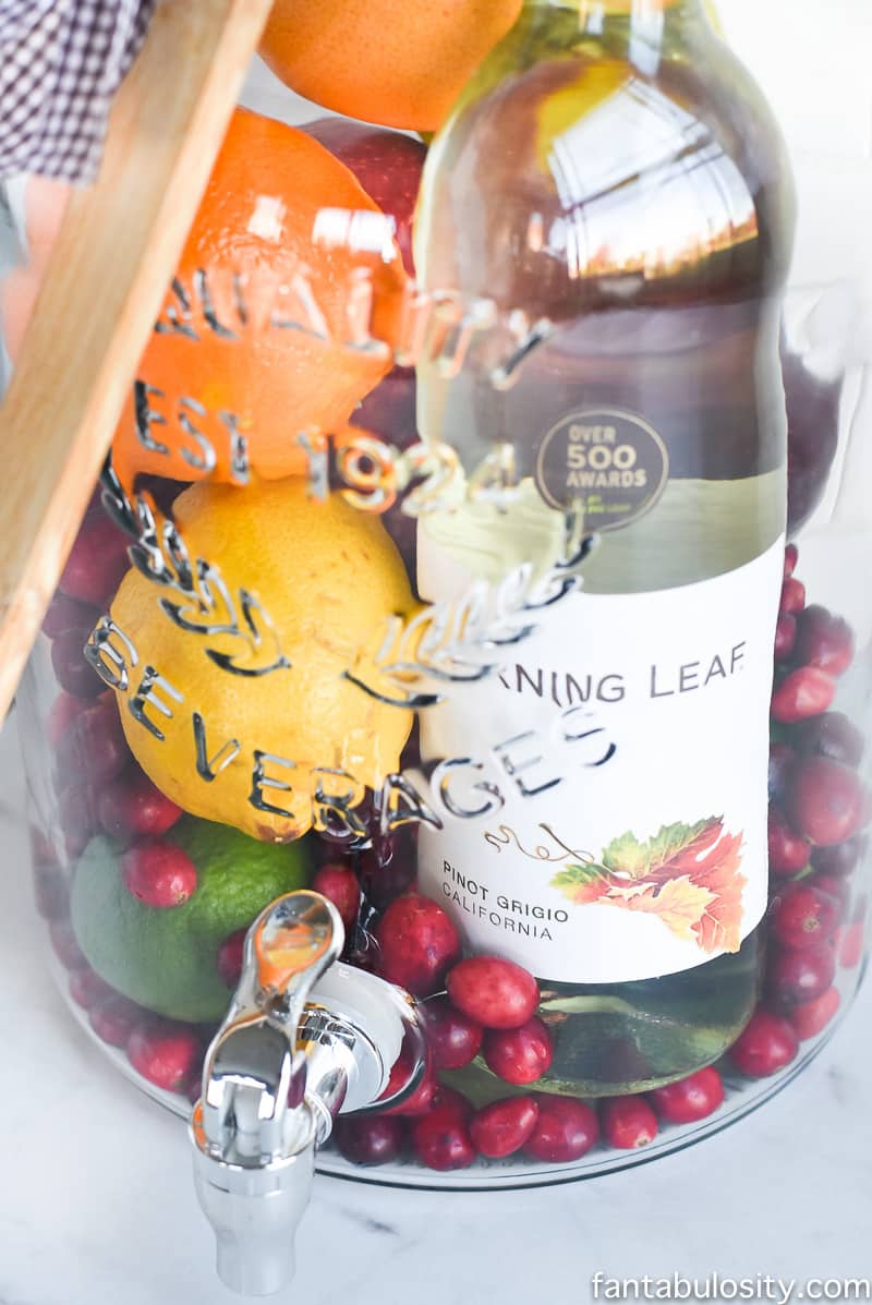 Aw, how cool is this! DIY Gift Idea: Sangria for Friends, housewarming, for women, new neighbor, anyone! Who wouldn't love this!? They can even use the drink dispenser again and again!