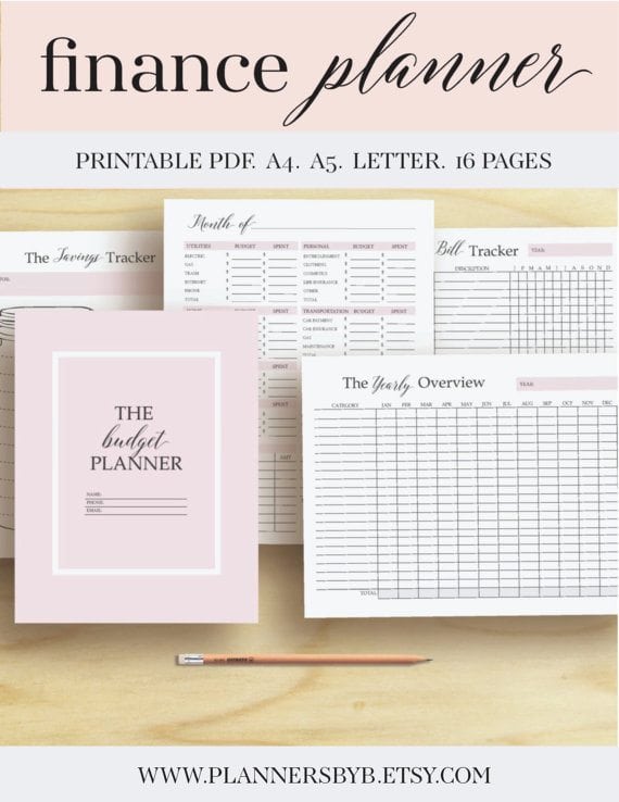 Home Finance Printable sheets, pink and black