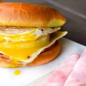 OMG YUUM!!! Ham, Pineapple, Egg and pepperjack cheese, on a Hawaiian bun!