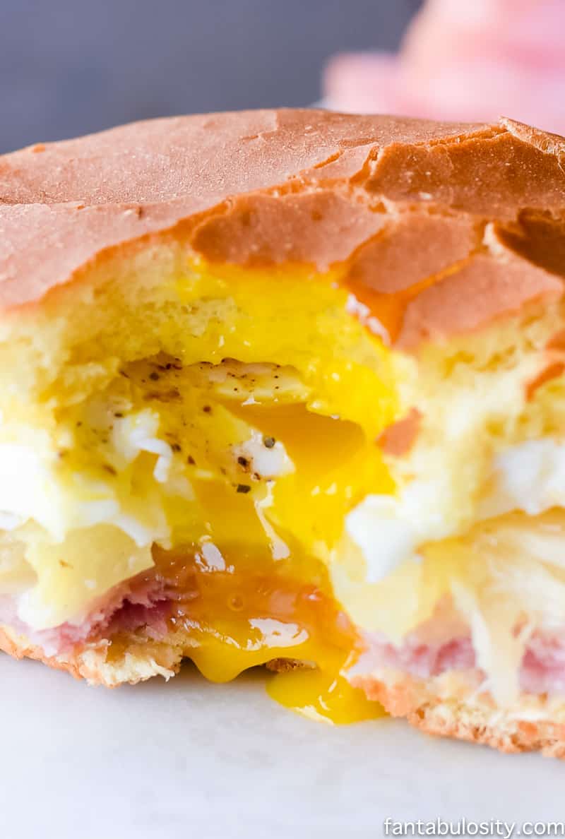 OMG YUUM!!! Ham, Pineapple, Egg and pepperjack cheese, on a Hawaiian bun! 