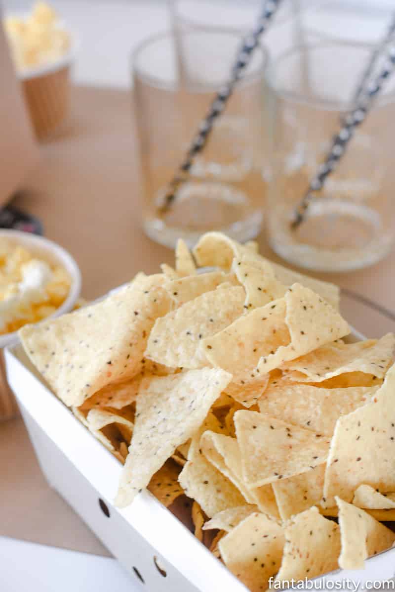 Football party food idea: football field dip with chips as the bleachers. so cute!