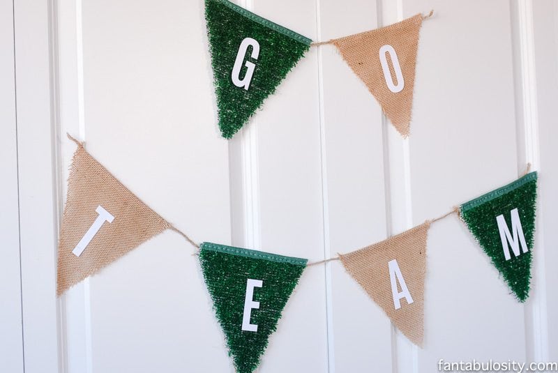 Football Party Ideas: Banner made out of green "turf!"