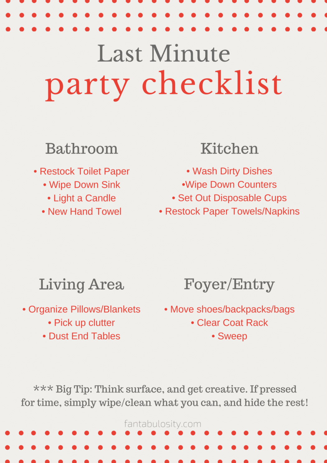 Last Minute Party Checklist - Free Download - Fantabulosity