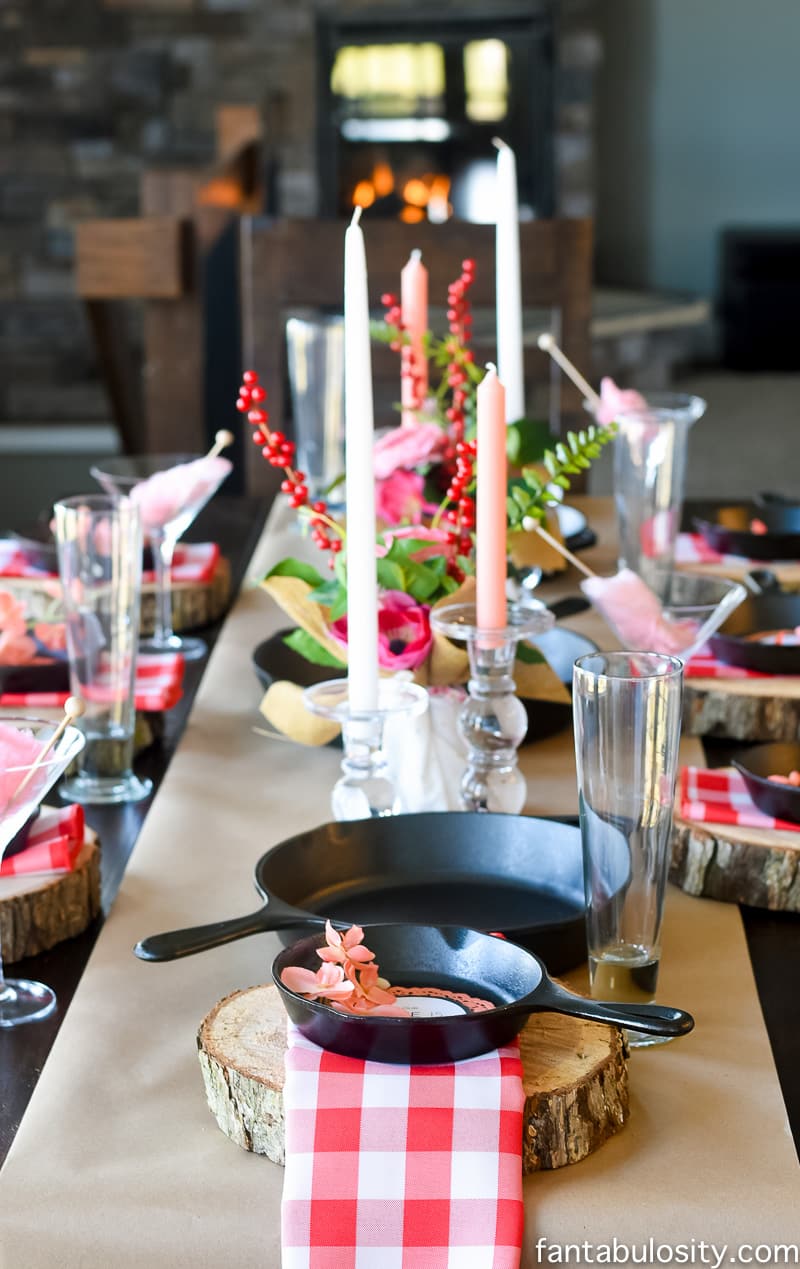 Pink, red, coral table decorations: Party Theme for Adults- Our Love is Sizzlin' Dinner Party & Dirty Cupid Game