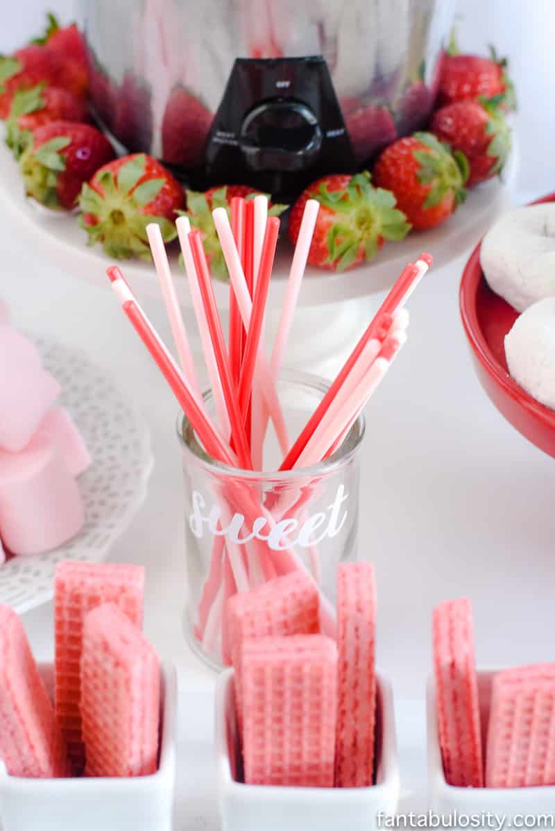 Chocolate Fountain sticks: Chocolate Fountain Bar Ideas: A Modern, Rustic, Pink Party Display