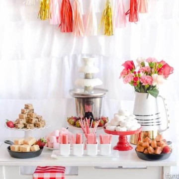 Chocolate Fountain Bar Ideas: A Modern, Rustic, Pink Party Display