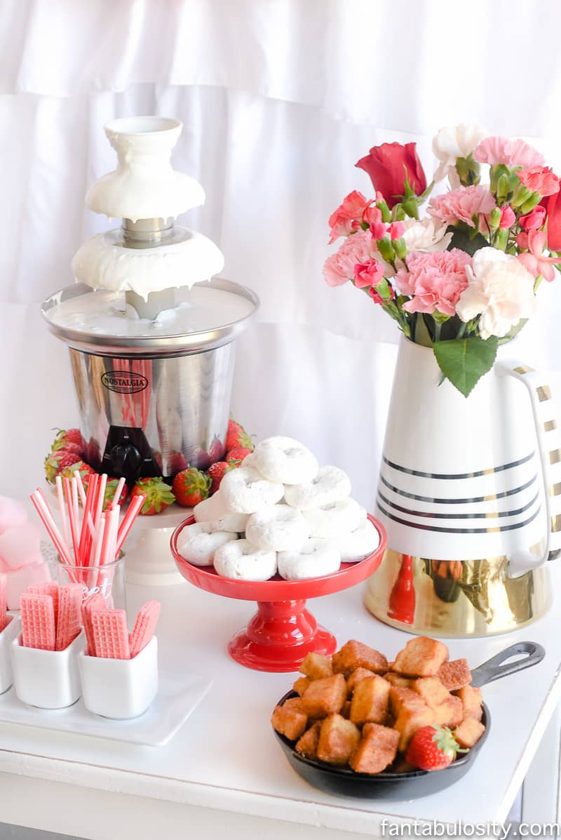 Chocolate Fountain Bar Ideas: A Modern, Rustic, Pink Party Display