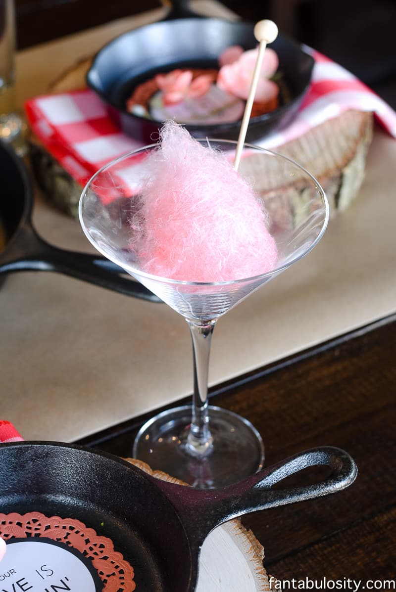 Cotton Candy & Pink Champagne Cocktails. Party Theme for Adults- Our Love is Sizzlin' Dinner Party & Dirty Cupid Game