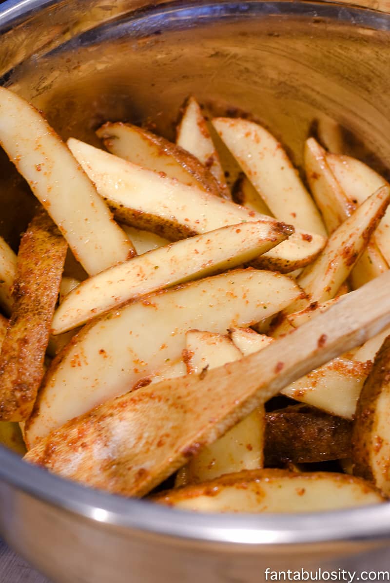 Holy cow these were so easy and had the right amount of flavor! Baked Fiesta Ranch Potato Wedges Recipe