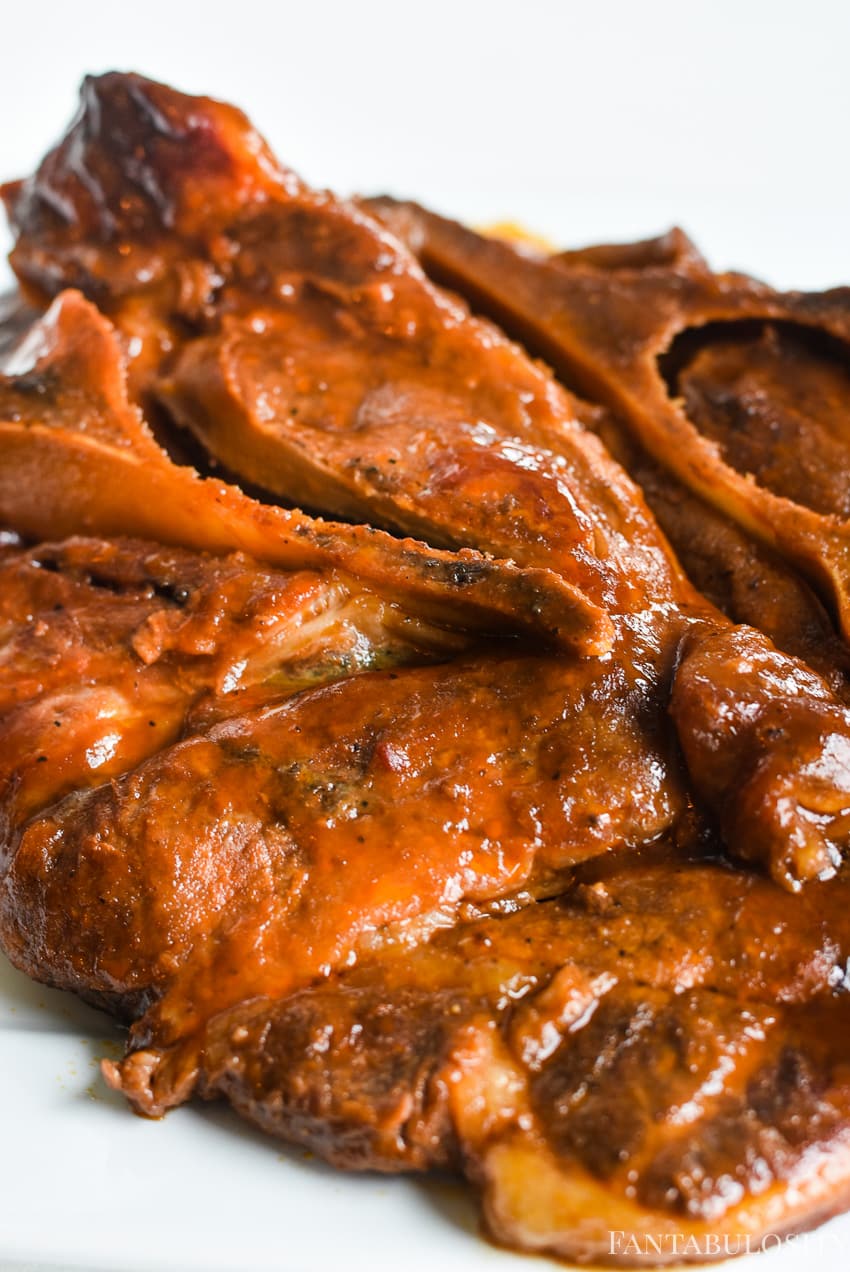 BBQ pork steaks cooked in the crockpot