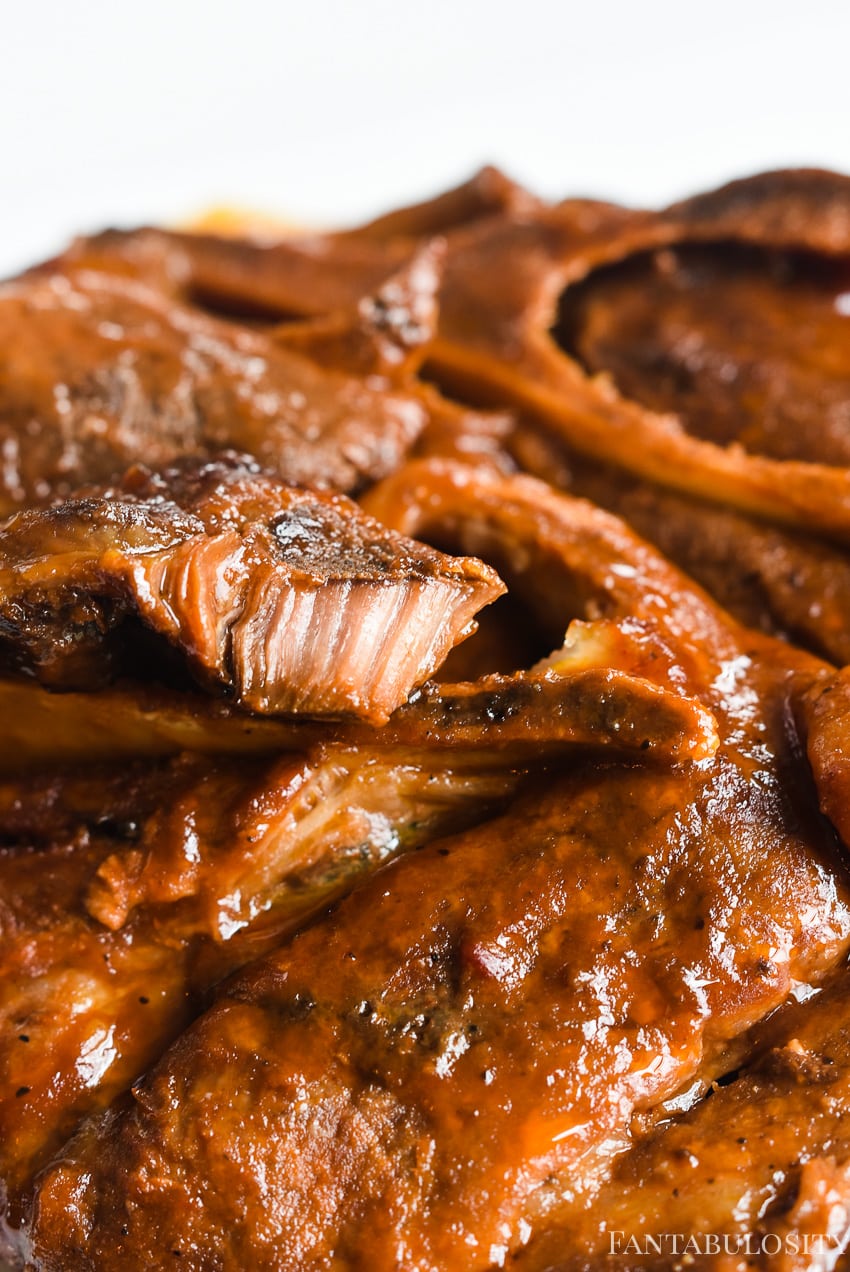  These were SOOO tender! BBQ Pork steaks in the slow cooker are SO much easier than grilling, and they come out so tender!