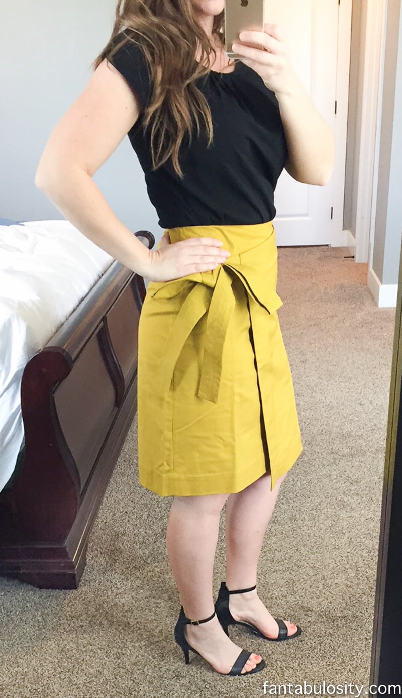 Olive Yellow Bow Skirt: Trunk Club Try-On April 2017: Spring Fashion