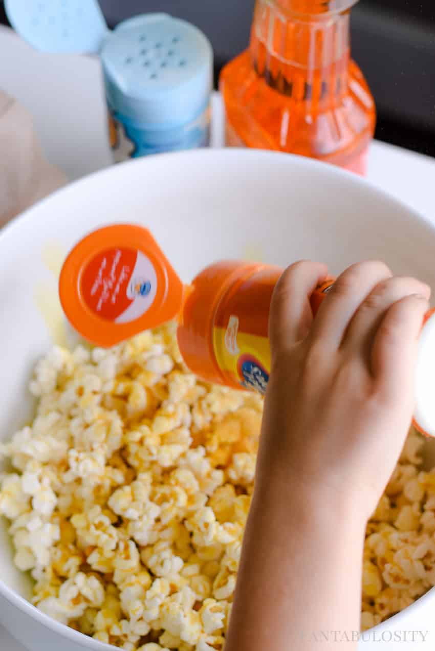 Homemade popcorn in a microwave