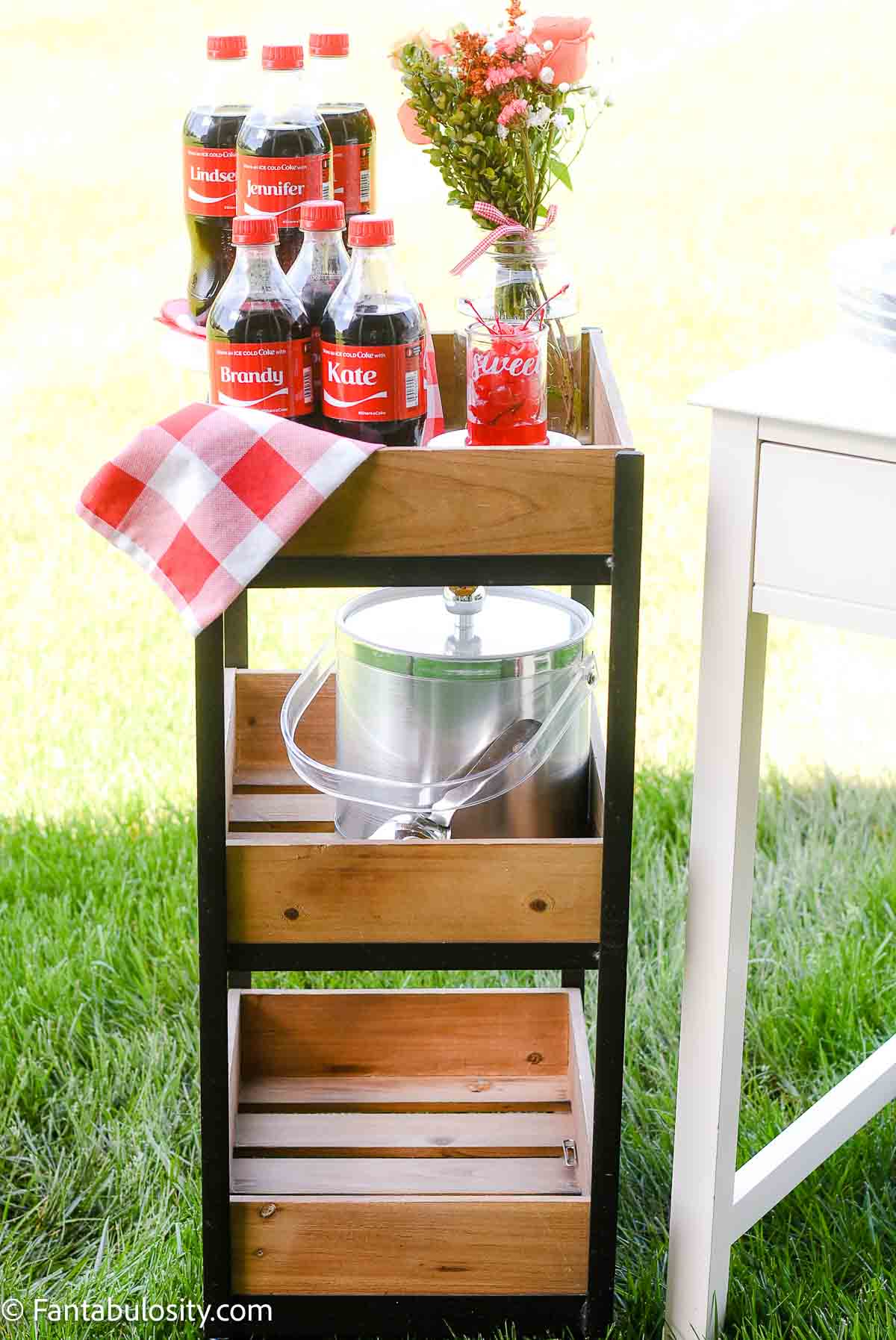 Drink station for a backyard party.