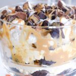 Brownie Trifle Dessert in trifle dish.