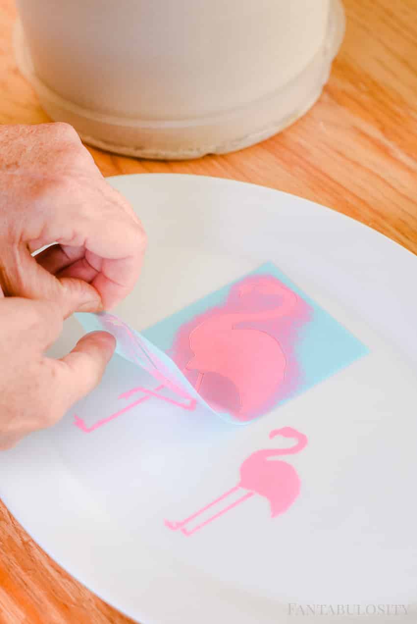 Pink stencils for DIY flamingo drink tray