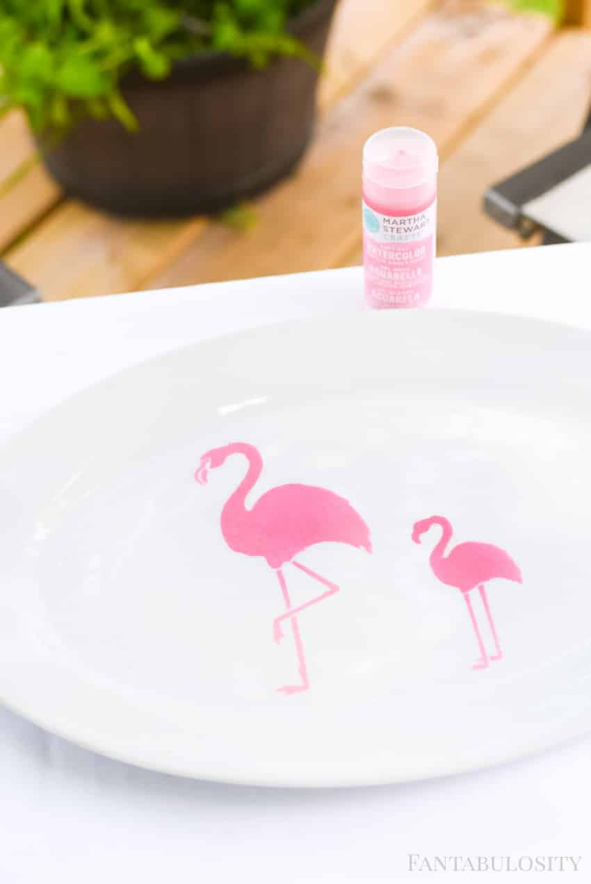 DIY Drink Serving Tray - Pink Flamingos