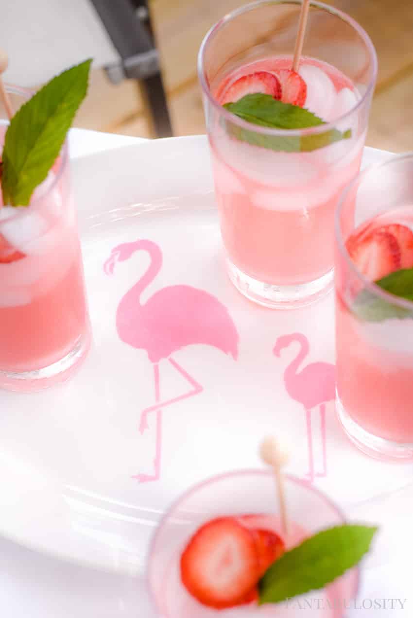 Flamingo DIY Drink Serving Tray using Martha Stewart paints