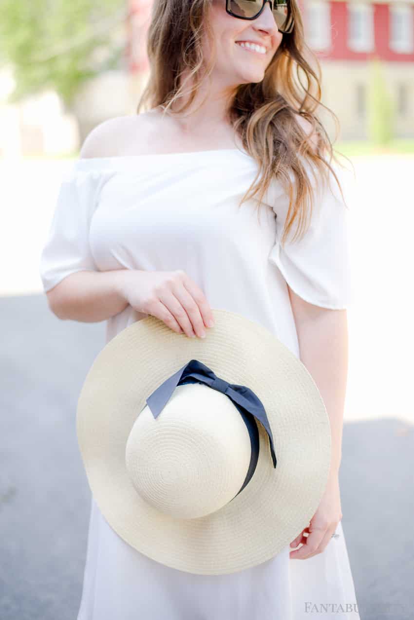 White off the shoulder shift dress; perfect for spring and summer day or night!