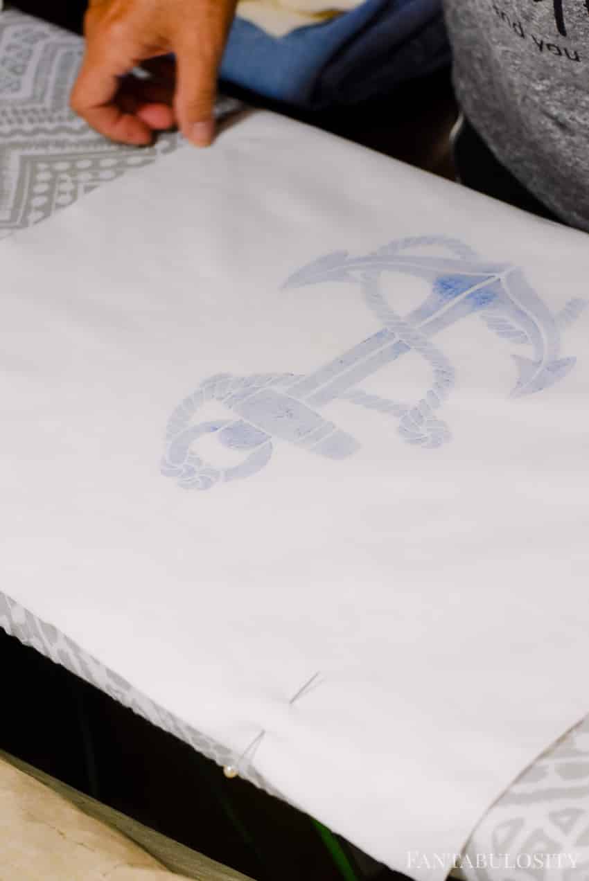 How to make a pillow cover then stencil a design on it.