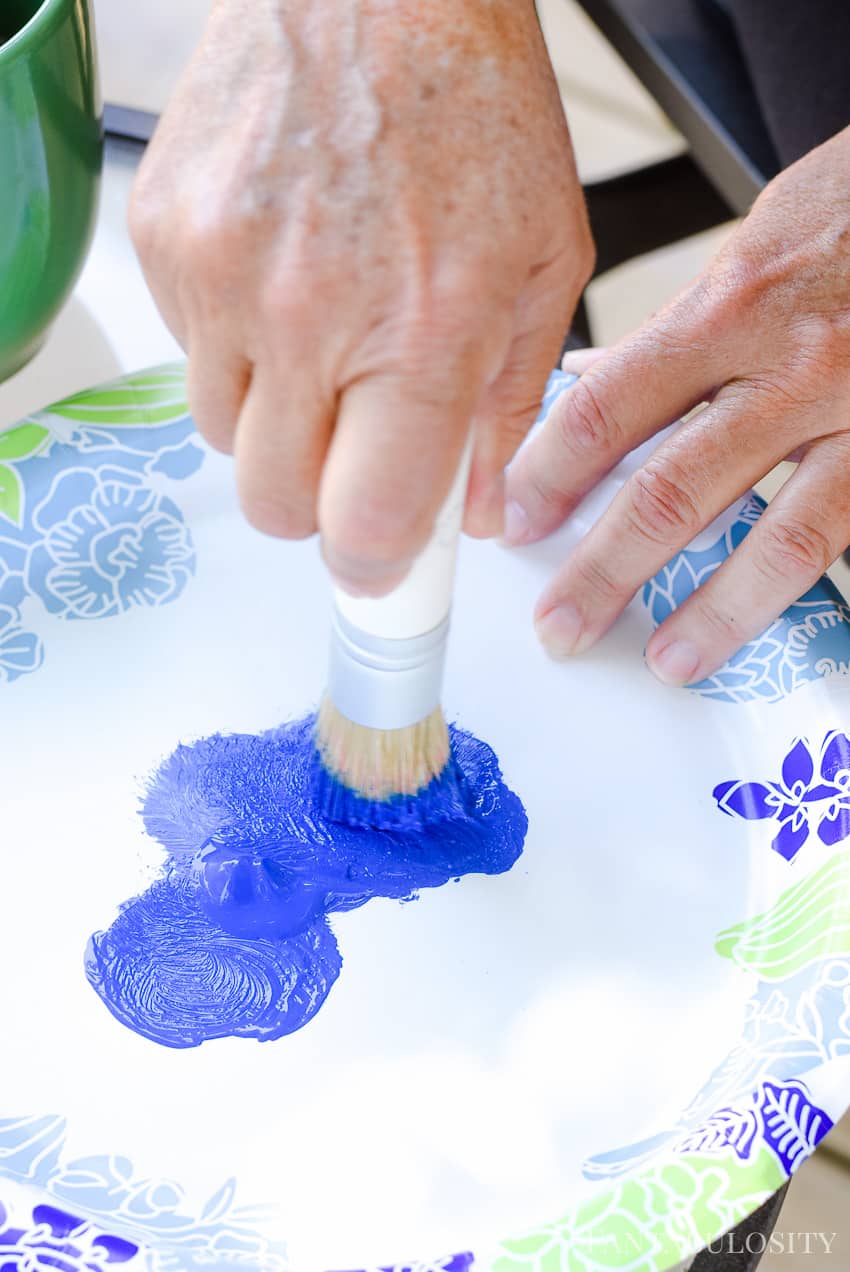 Dab stencil brush in to Martha Stewart Craft Paints