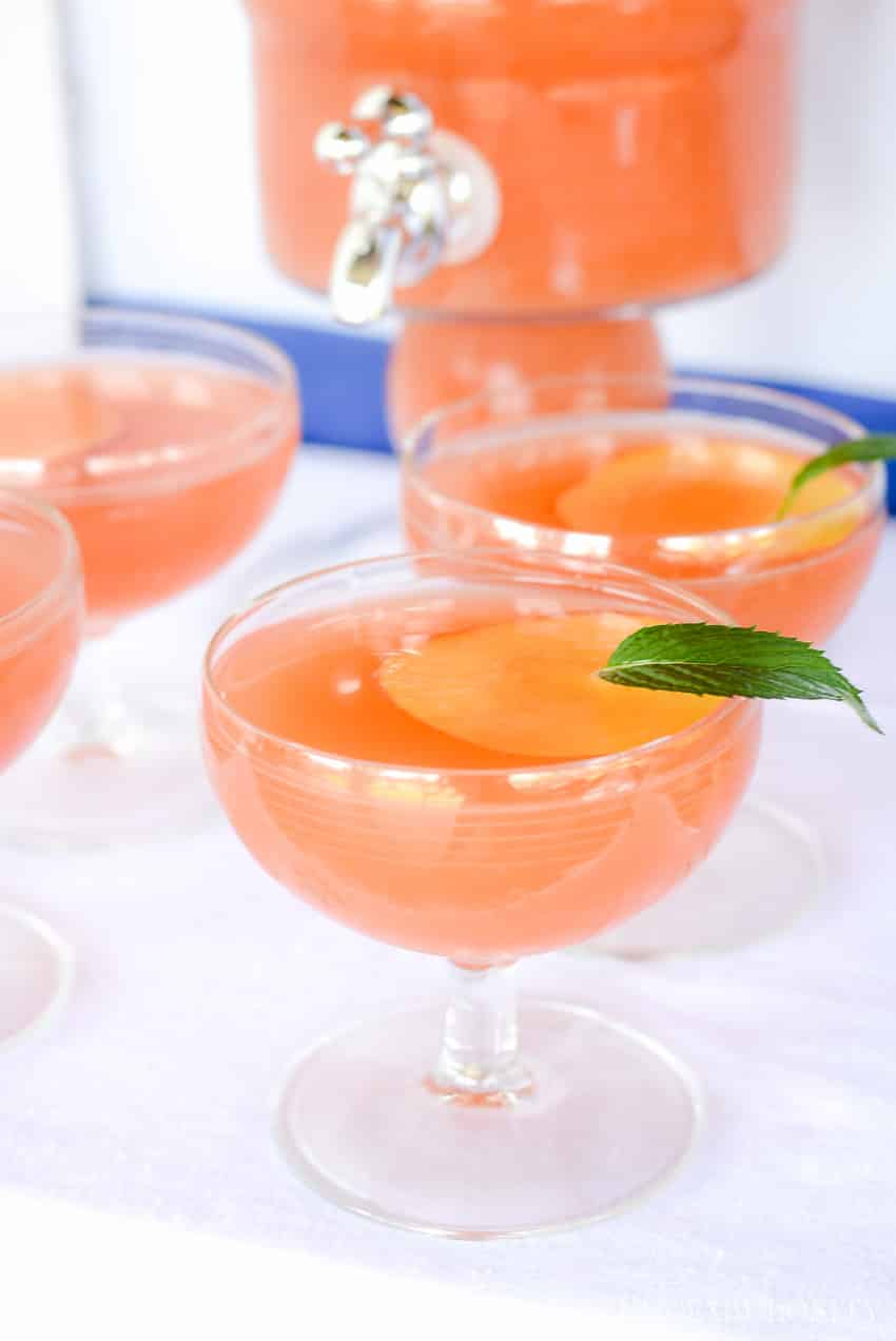 Easy grapefruit sangria recipe in small glasses.