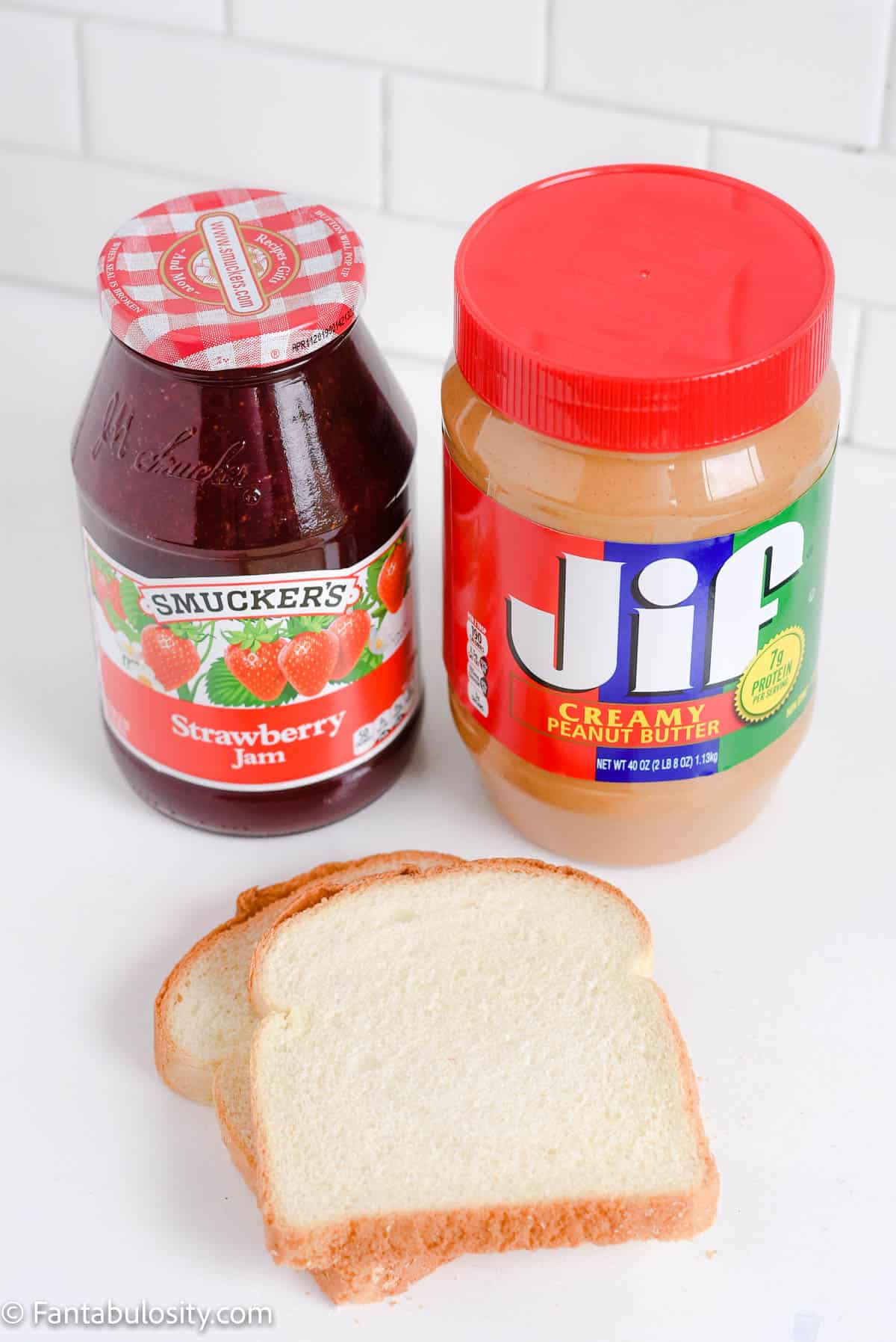 ingredients on table for peanut butter and jelly