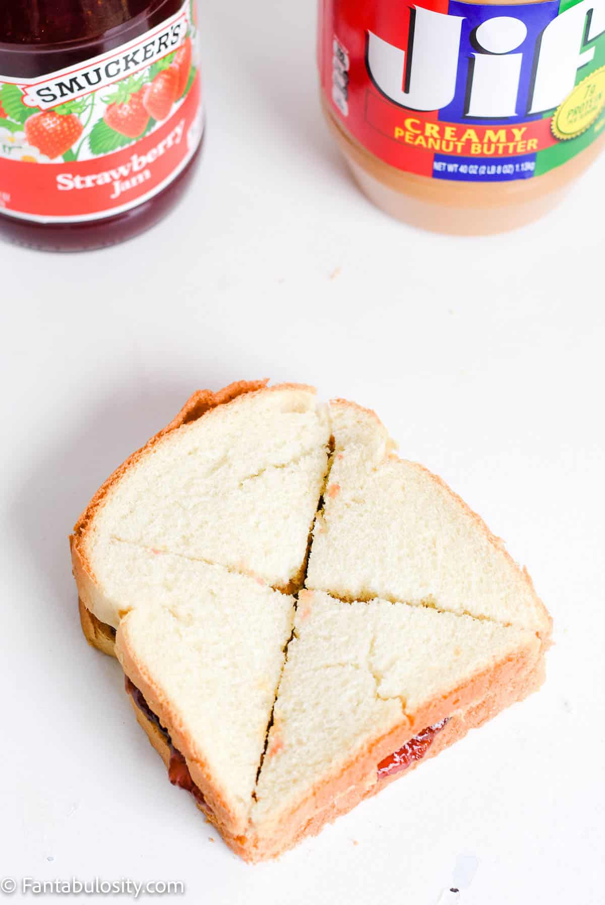 Sandwich cut in to 4 triangles