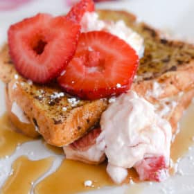 Strawberry Cream Cheese French Toast: This is so easy and her husband said it was the BEST he's ever had.