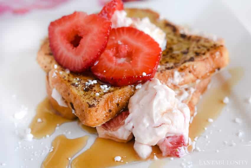 Strawberry Cream Cheese French Toast: This is so easy and her husband said it was the BEST he's ever had.