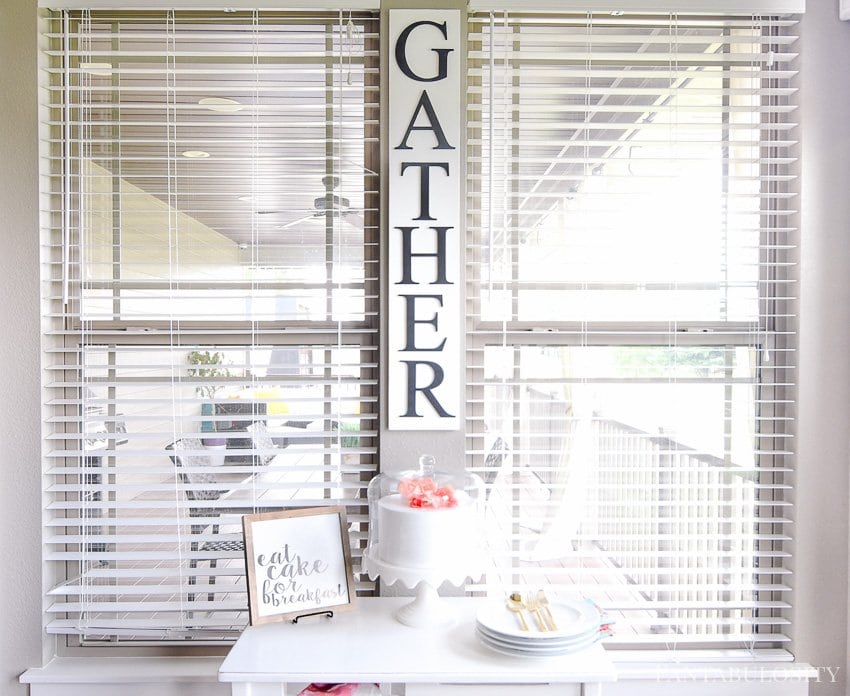 Gather DIY sign for Breakfast Nook - Modern Farmhouse Craftsman Home