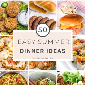Easy Summer Dinner Ideas image collage with text overlay.