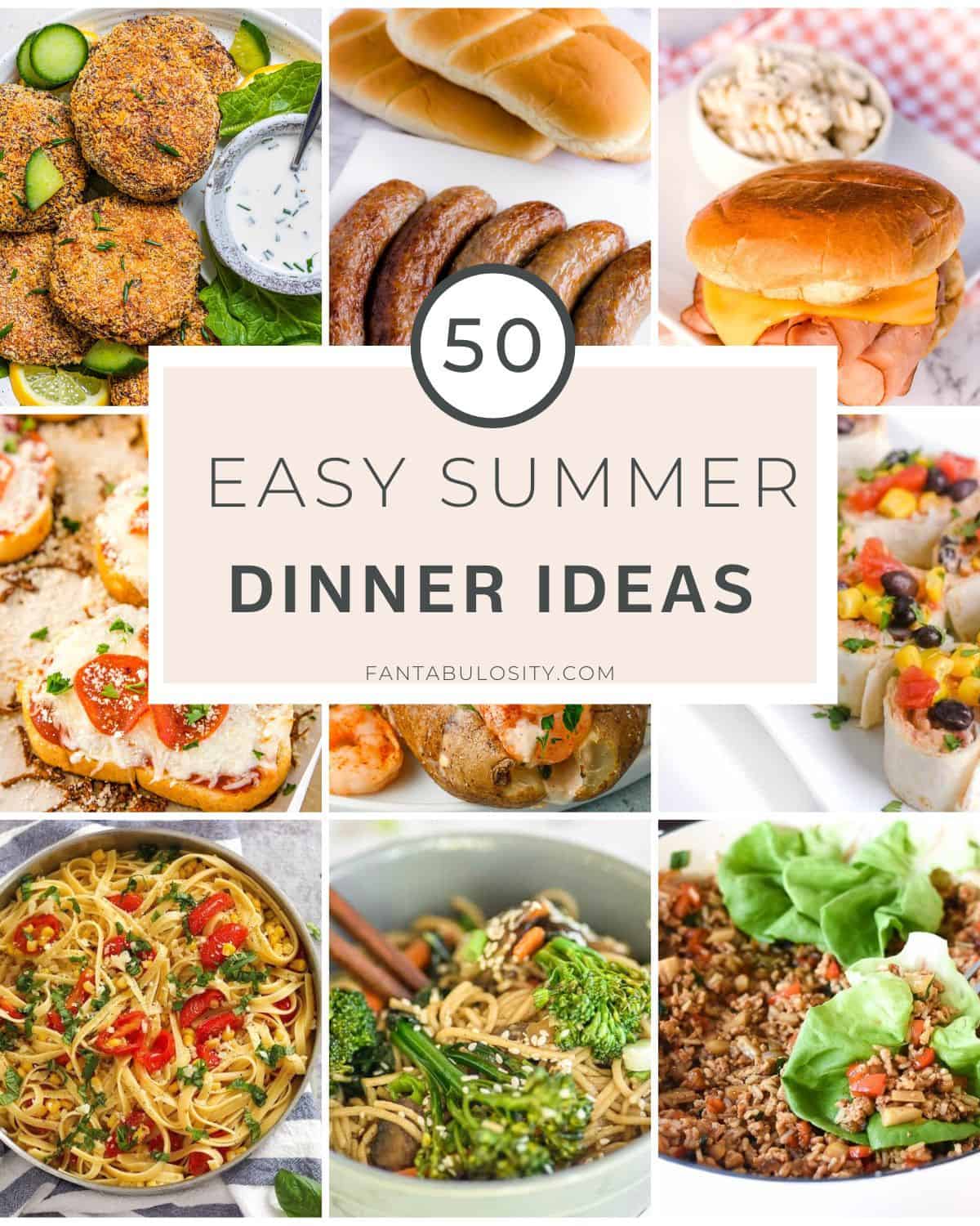 Easy summer dinner recipe collage with text overlay.
