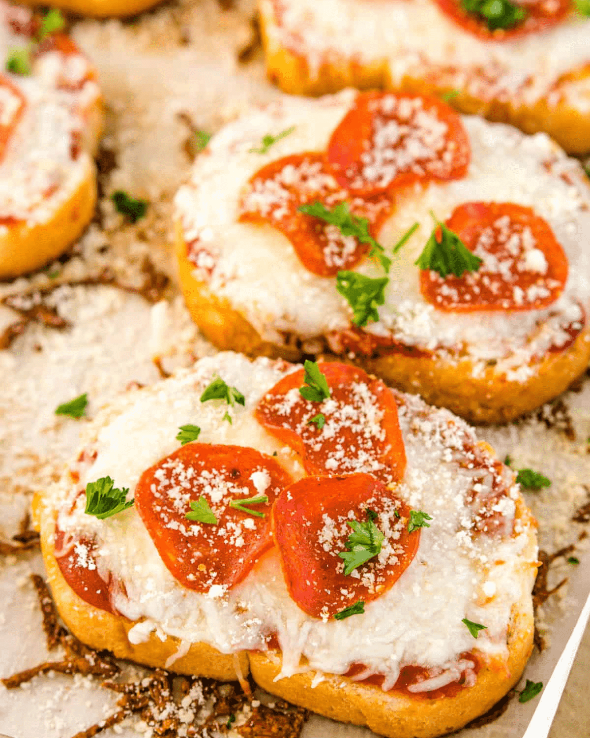 Texas toast pizza with cheese and pepperoni