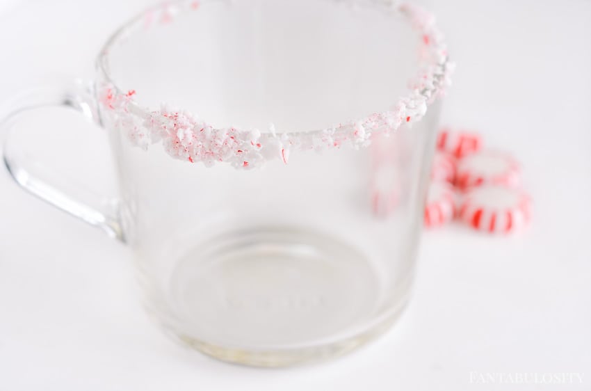 Rim your coffee glass with crushed peppermint for an added flair to your holiday latte!