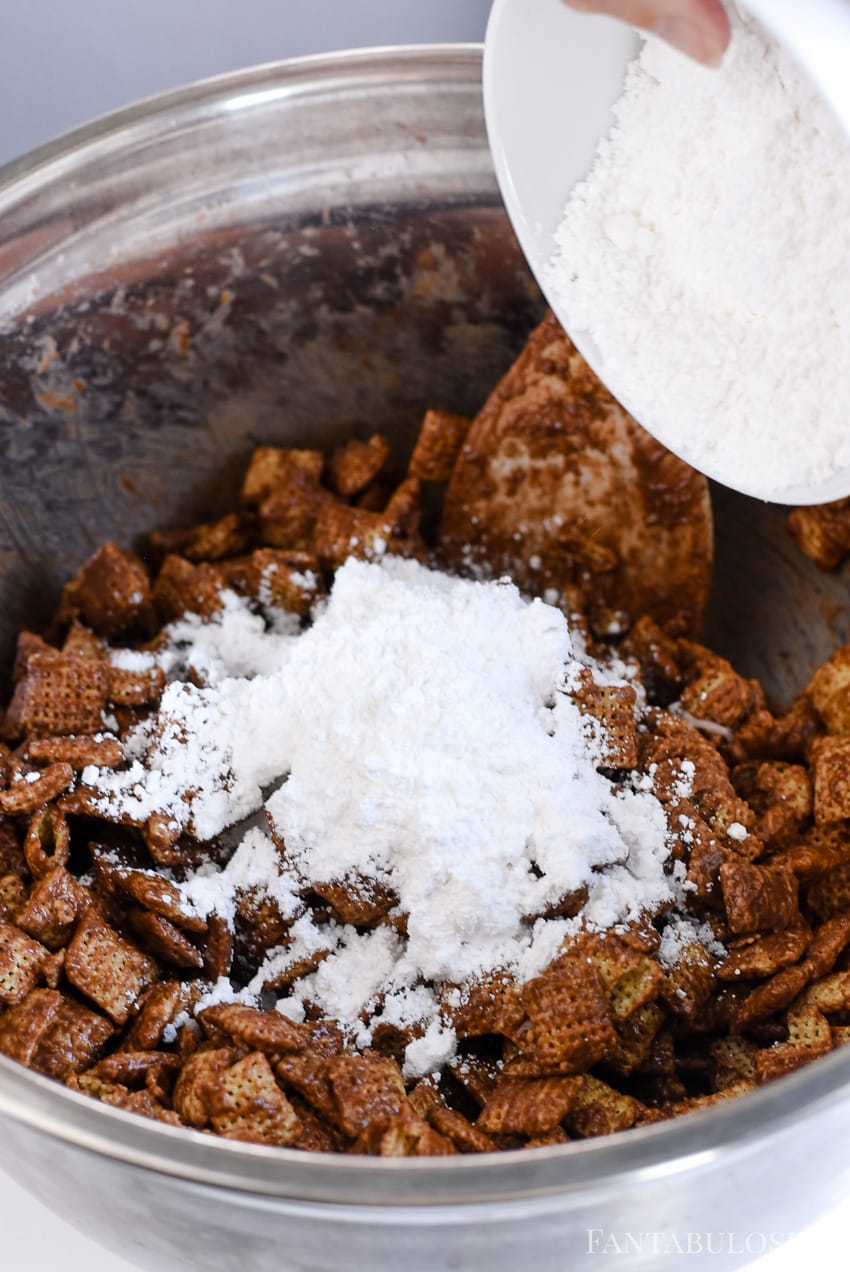 Add powdered sugar in for muddy buddies 