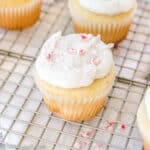 Peppermint cupcakes on baking rack