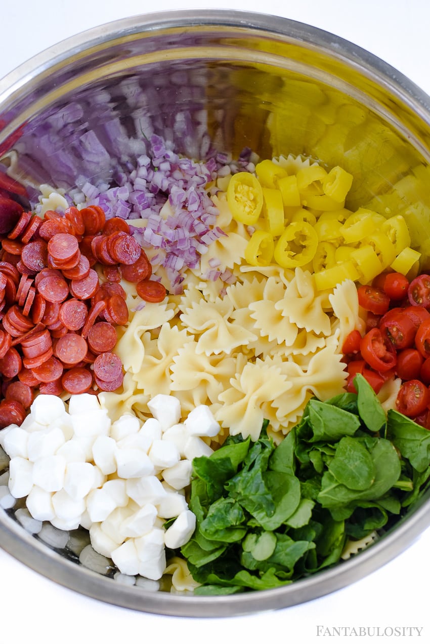 Italian Pasta Salad Recipe - This cold blend of ingredients is amazingly good! Love the bowtie pasta, and how easy it is!