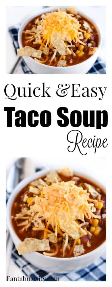 Taco Soup Recipe - This easy soup recipe is heart and perfect for a quick weeknight meal! Some call it 8 can taco soup, but this is even easier!