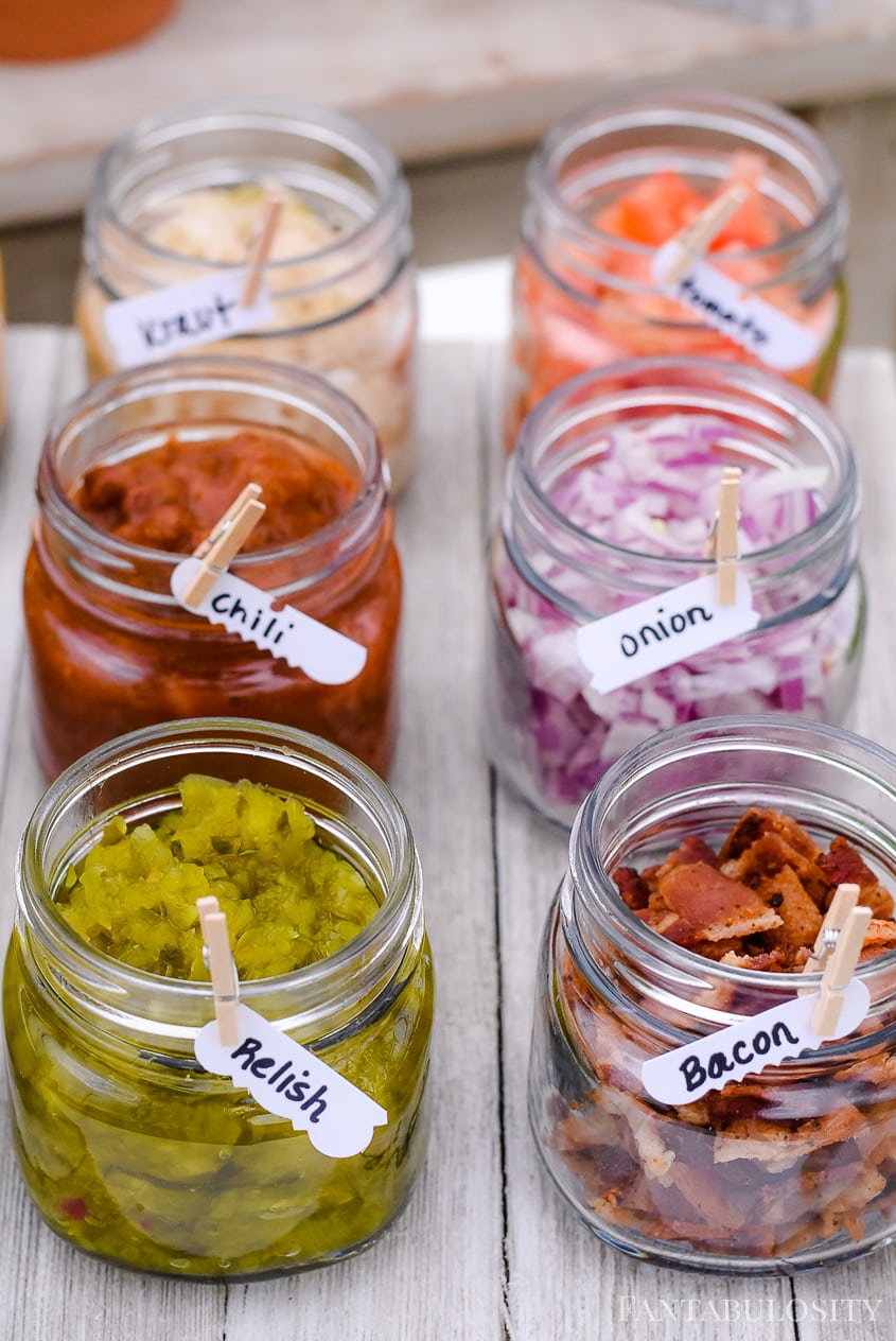 hot dog bar toppings