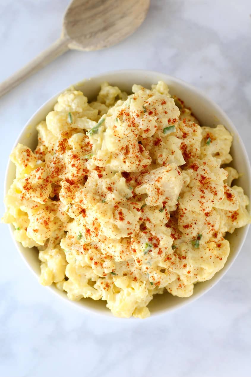 This low carb cauliflower potato salad is a great low carb recipe! So easy and definitely a low carb vegetable for the keto diet!