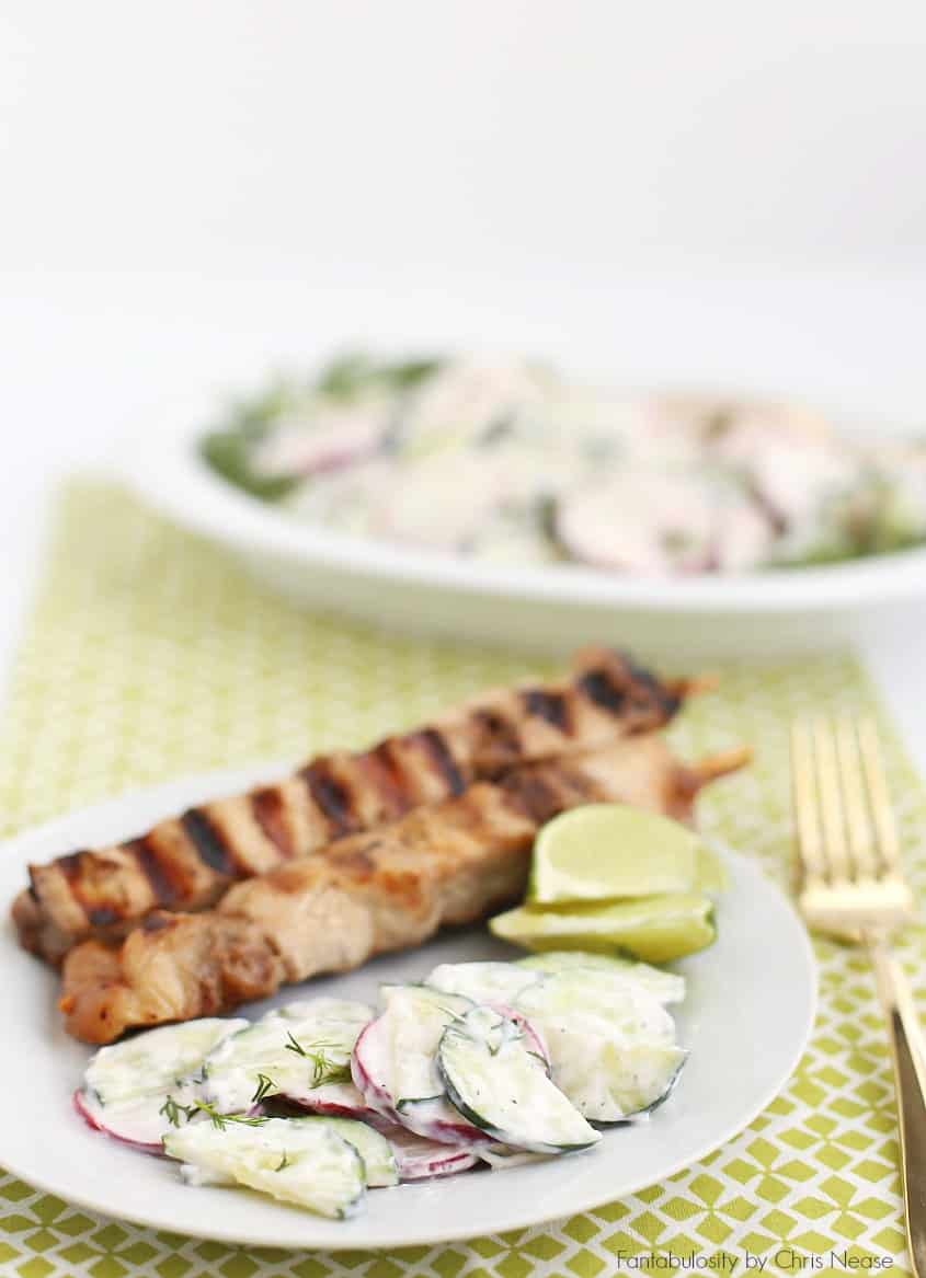 This creamy crunchy cucumber salad recipe is the perfect summer side dish for grilling and summer barbecues. 