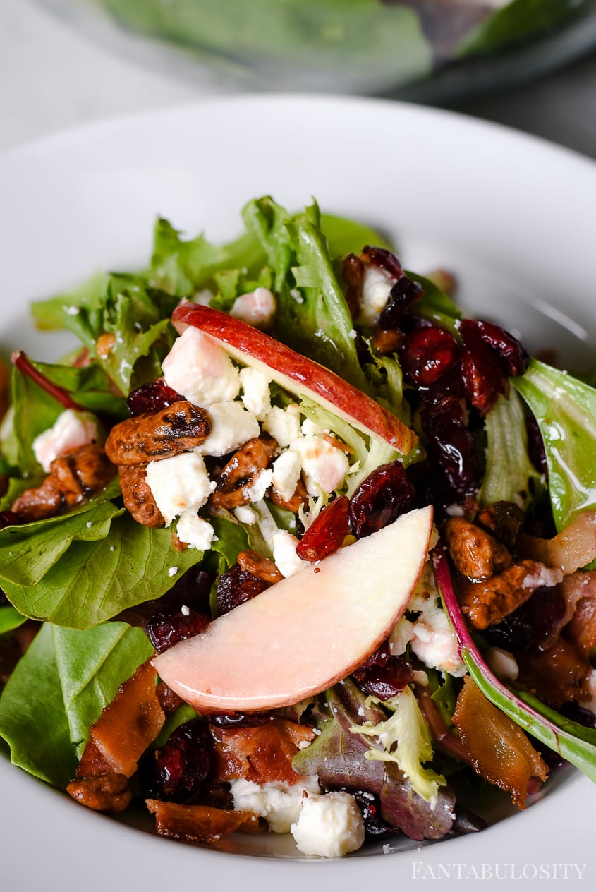 Raspberry Vinaigrette on a salad with apples 